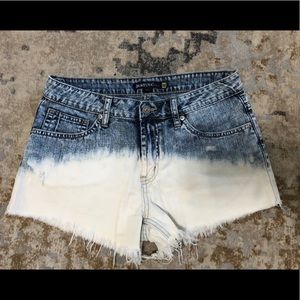 Acid Wash Distressed Denim Shorts